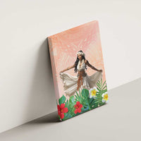 Woman Polynesian Tattoos Canvas Wall Art Tropical Flower - Peach Fuzz Color LT03 - Polynesian Pride