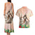 Woman Polynesian Tattoos Couples Matching Tank Maxi Dress and Hawaiian Shirt Tropical Flower - Peach Fuzz Color