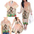 Woman Polynesian Tattoos Family Matching Off The Shoulder Long Sleeve Dress and Hawaiian Shirt Tropical Flower - Peach Fuzz Color