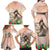 Woman Polynesian Tattoos Family Matching Off Shoulder Maxi Dress and Hawaiian Shirt Tropical Flower - Peach Fuzz Color