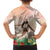 Woman Polynesian Tattoos Family Matching Off Shoulder Short Dress and Hawaiian Shirt Tropical Flower - Peach Fuzz Color