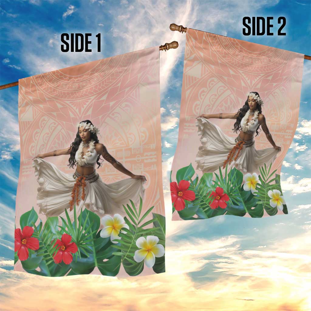 Woman Polynesian Tattoos Garden Flag Tropical Flower - Peach Fuzz Color LT03 - Polynesian Pride