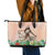 Woman Polynesian Tattoos Leather Tote Bag Tropical Flower - Peach Fuzz Color