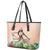 Woman Polynesian Tattoos Leather Tote Bag Tropical Flower - Peach Fuzz Color