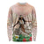 Woman Polynesian Tattoos Long Sleeve Shirt Tropical Flower - Peach Fuzz Color