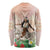 Woman Polynesian Tattoos Long Sleeve Shirt Tropical Flower - Peach Fuzz Color