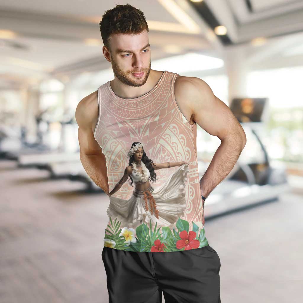 Woman Polynesian Tattoos Men Tank Top Tropical Flower - Peach Fuzz Color