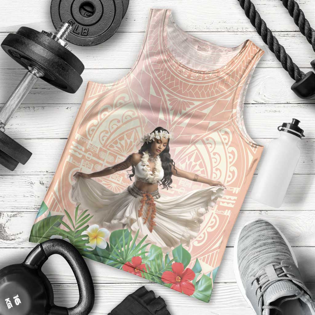 Woman Polynesian Tattoos Men Tank Top Tropical Flower - Peach Fuzz Color LT03 - Polynesian Pride