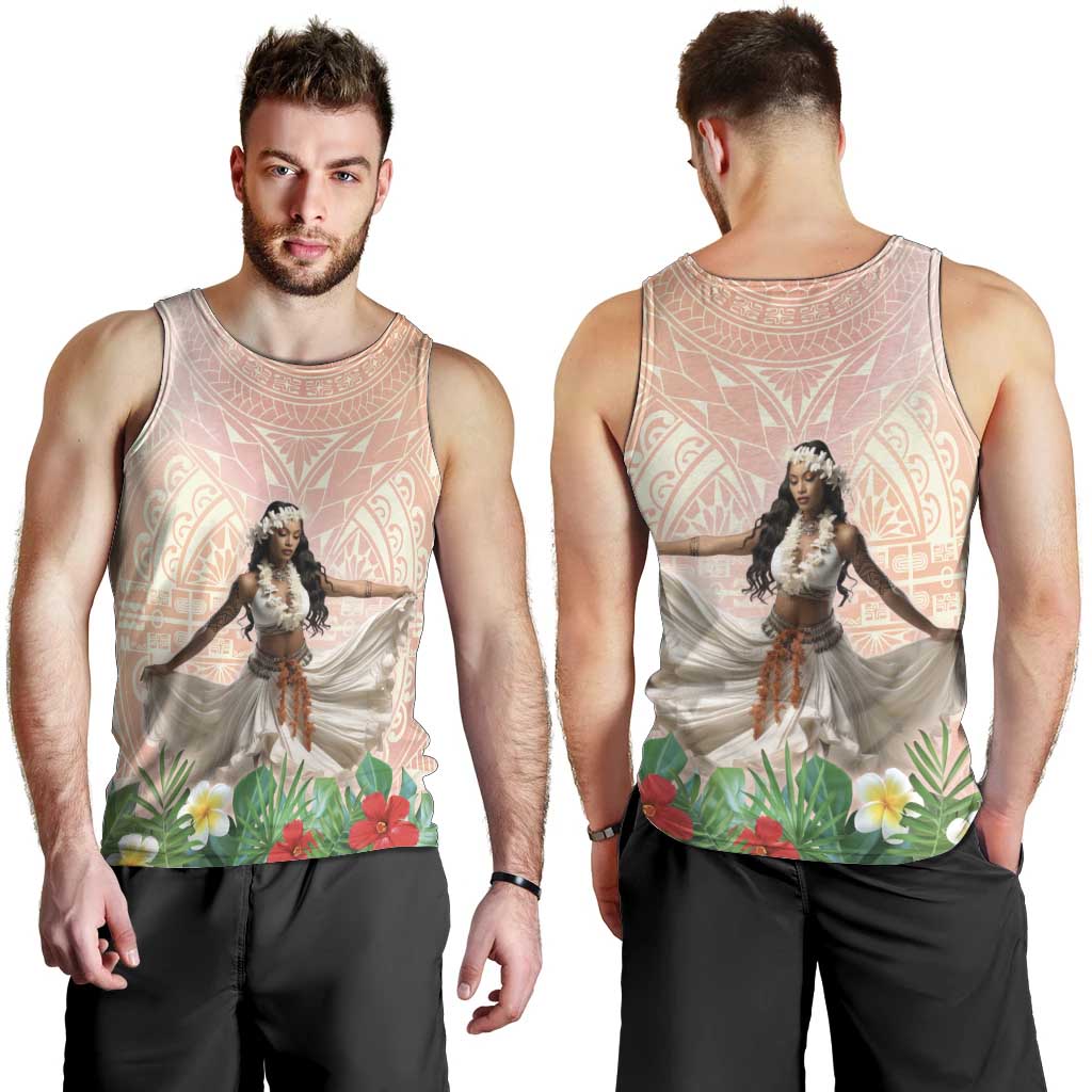 Woman Polynesian Tattoos Men Tank Top Tropical Flower - Peach Fuzz Color LT03 - Polynesian Pride