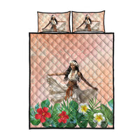 Woman Polynesian Tattoos Quilt Bed Set Tropical Flower - Peach Fuzz Color LT03 - Polynesian Pride