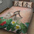 Woman Polynesian Tattoos Quilt Bed Set Tropical Flower - Peach Fuzz Color