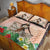 Woman Polynesian Tattoos Quilt Bed Set Tropical Flower - Peach Fuzz Color