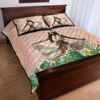 Woman Polynesian Tattoos Quilt Bed Set Tropical Flower - Peach Fuzz Color LT03 - Polynesian Pride