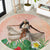 Woman Polynesian Tattoos Round Carpet Tropical Flower - Peach Fuzz Color