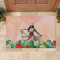 Woman Polynesian Tattoos Rubber Doormat Tropical Flower - Peach Fuzz Color LT03 Peach Fuzz - Polynesian Pride