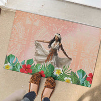 Woman Polynesian Tattoos Rubber Doormat Tropical Flower - Peach Fuzz Color LT03 - Polynesian Pride