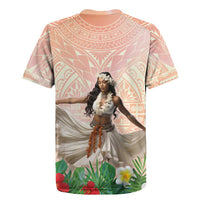 Woman Polynesian Tattoos Rugby Jersey Tropical Flower - Peach Fuzz Color LT03 - Polynesian Pride