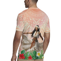 Woman Polynesian Tattoos Rugby Jersey Tropical Flower - Peach Fuzz Color LT03 - Polynesian Pride