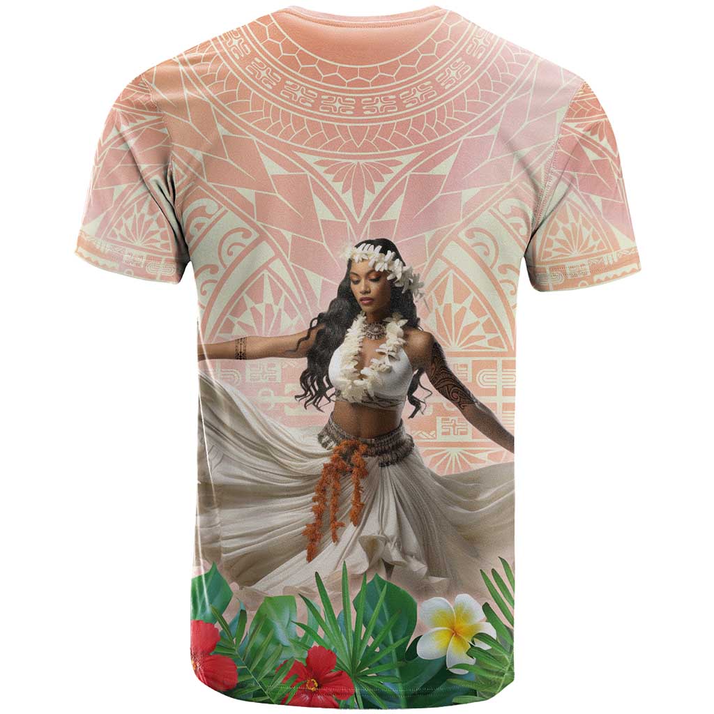 Woman Polynesian Tattoos T Shirt Tropical Flower - Peach Fuzz Color LT03 - Polynesian Pride