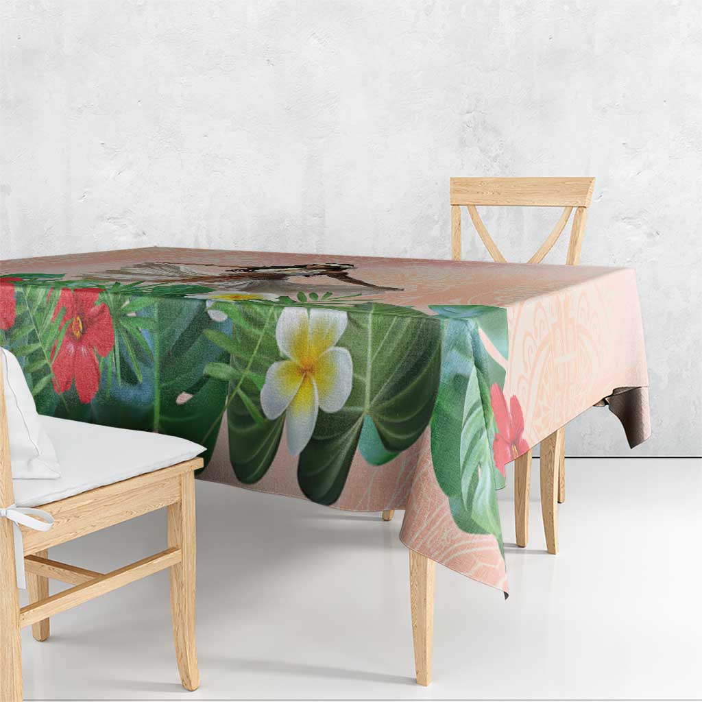 Woman Polynesian Tattoos Tablecloth Tropical Flower - Peach Fuzz Color LT03 - Polynesian Pride