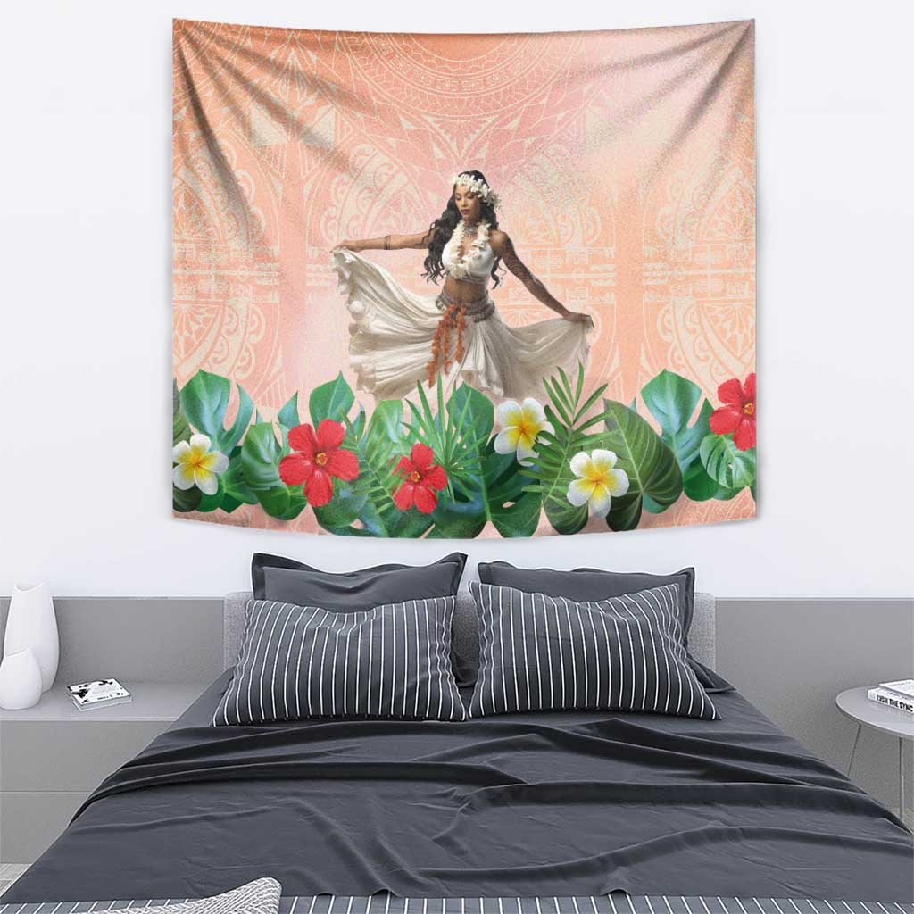 Woman Polynesian Tattoos Tapestry Tropical Flower - Peach Fuzz Color LT03 - Polynesian Pride