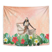 Woman Polynesian Tattoos Tapestry Tropical Flower - Peach Fuzz Color LT03 - Polynesian Pride