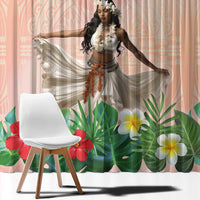 Woman Polynesian Tattoos Window Curtain Tropical Flower - Peach Fuzz Color LT03 - Polynesian Pride