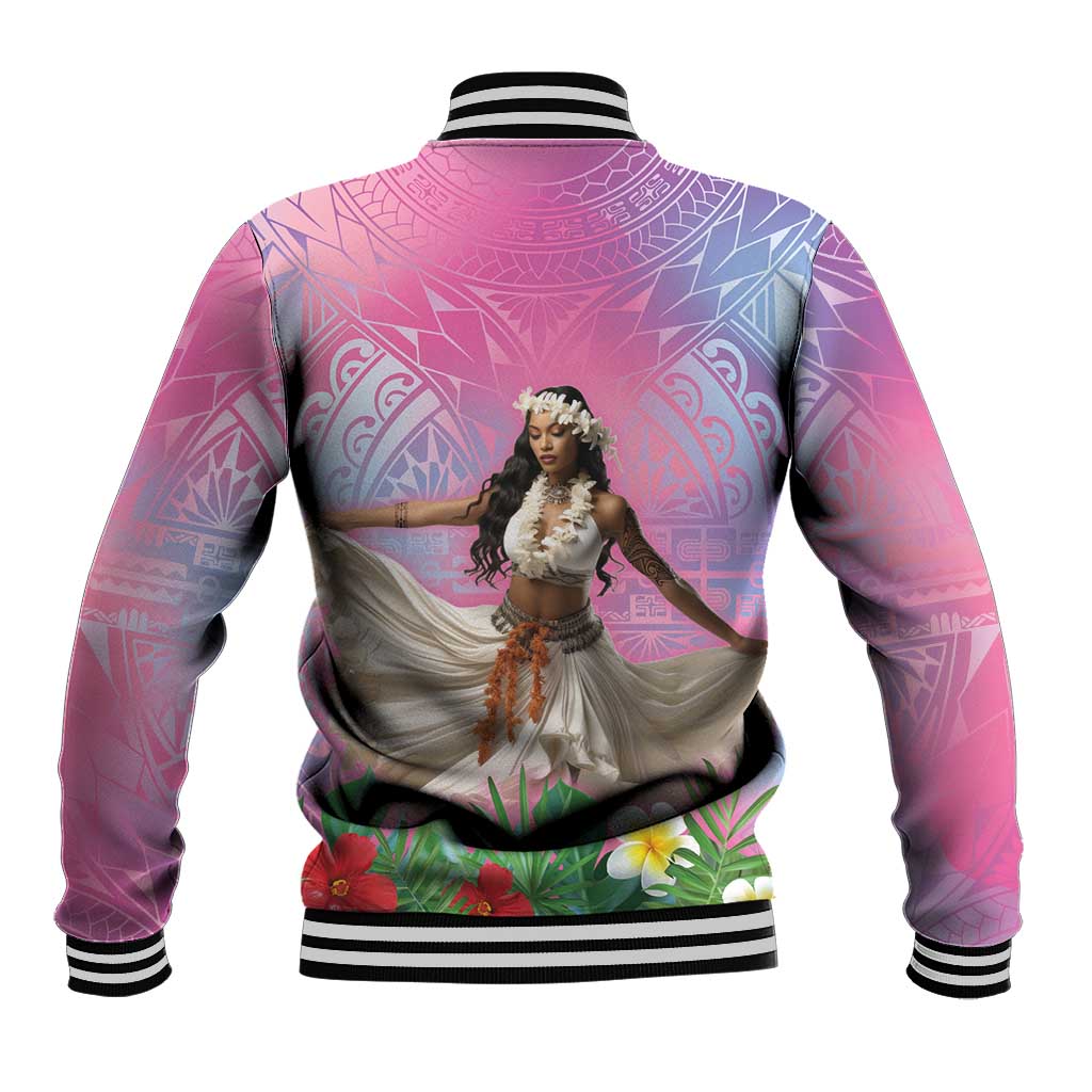 Woman Polynesian Tattoos Baseball Jacket Tropical Flower - Sweets Vibrant Color LT03 - Polynesian Pride
