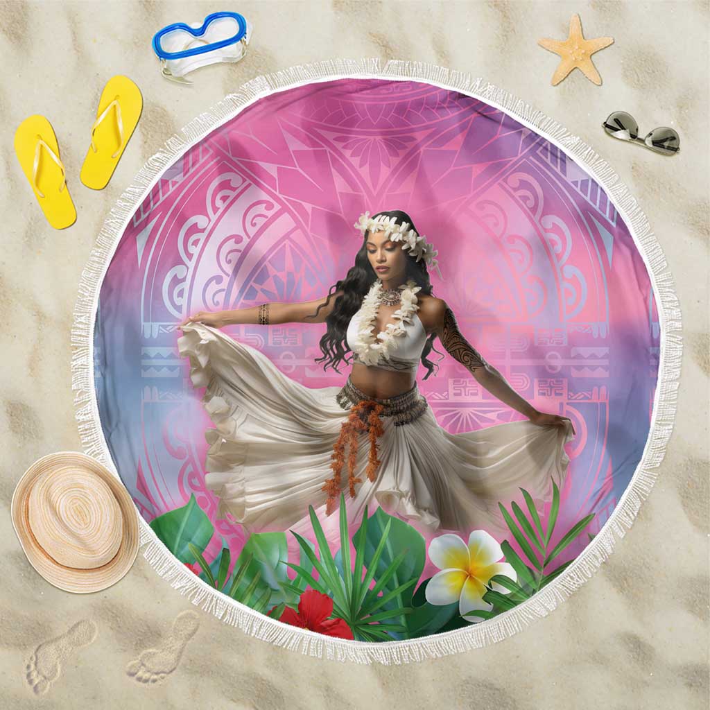 Woman Polynesian Tattoos Beach Blanket Tropical Flower - Sweets Vibrant Color LT03 One Size 150cm Vibrant Gradient - Polynesian Pride