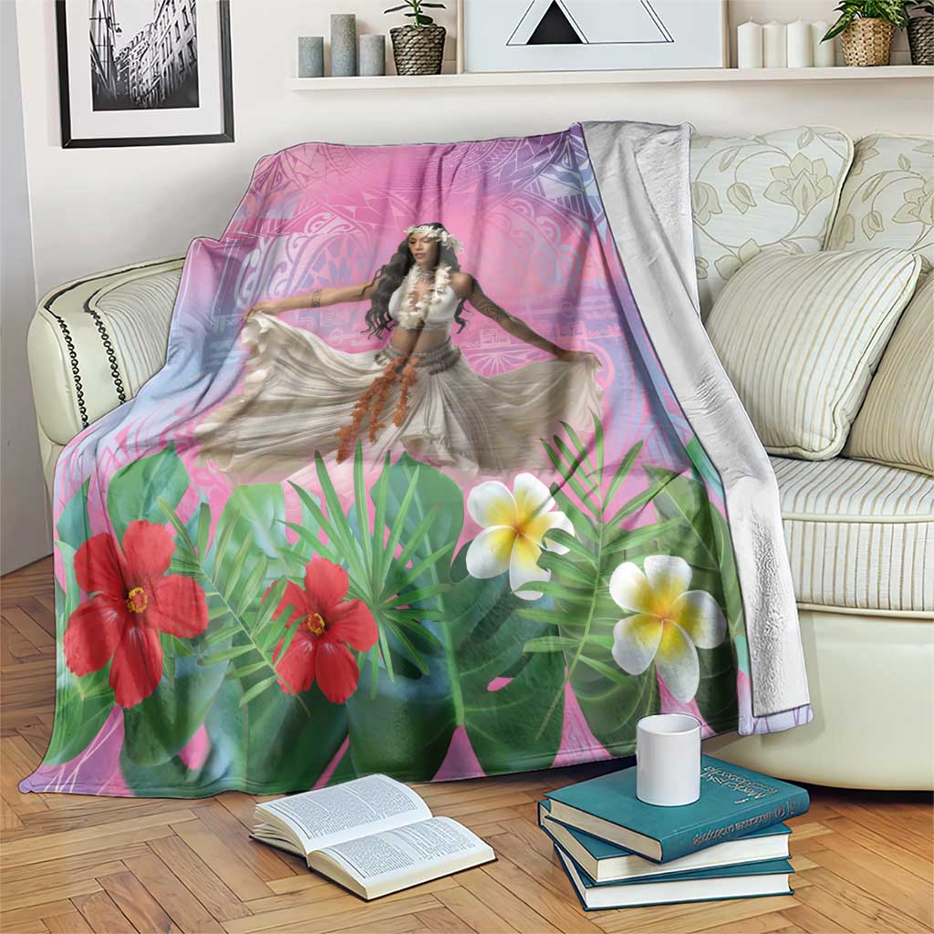 Woman Polynesian Tattoos Blanket Tropical Flower - Sweets Vibrant Color LT03 Vibrant Gradient - Polynesian Pride