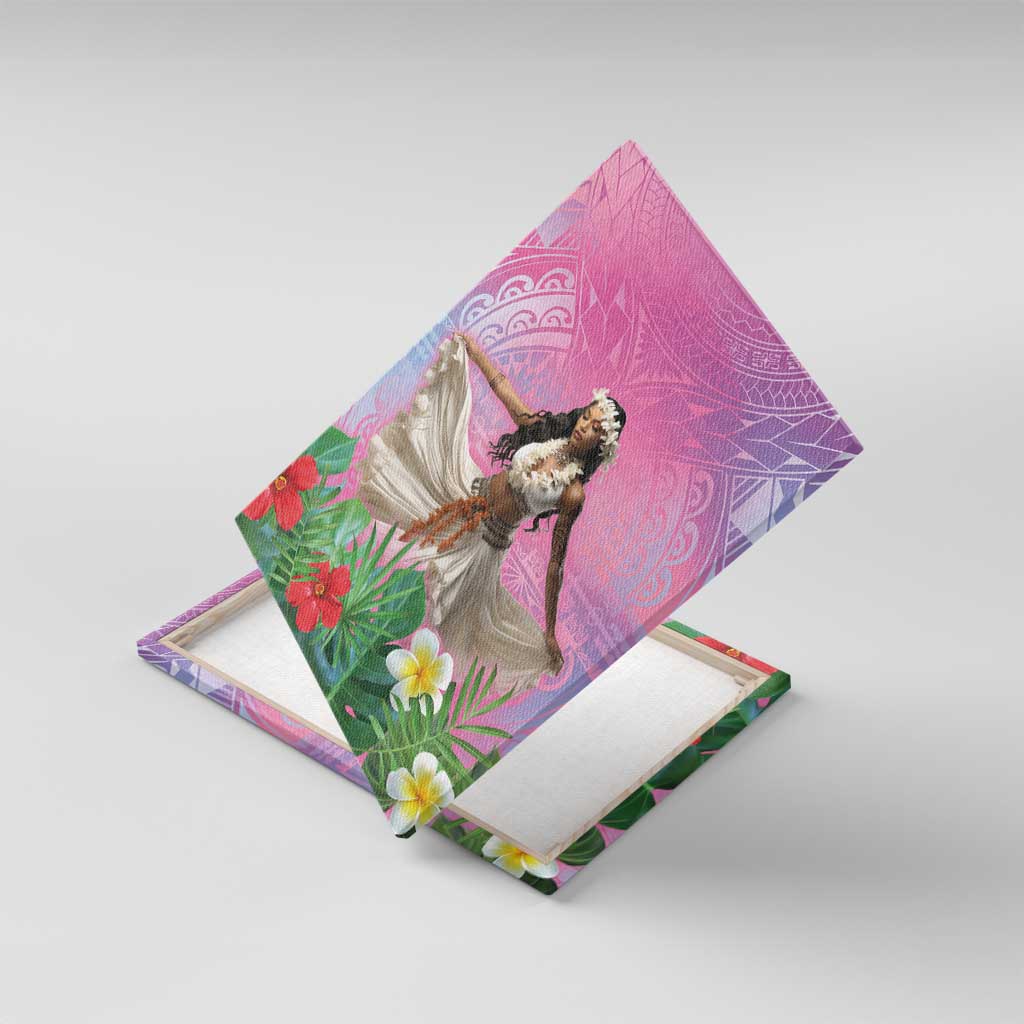 Woman Polynesian Tattoos Canvas Wall Art Tropical Flower - Sweets Vibrant Color LT03 With Frame Vibrant Gradient - Polynesian Pride