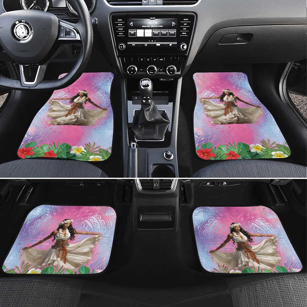 Woman Polynesian Tattoos Car Mats Tropical Flower - Sweets Vibrant Color LT03 Set 4pcs Vibrant Gradient - Polynesian Pride