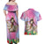 Woman Polynesian Tattoos Couples Matching Off Shoulder Maxi Dress and Hawaiian Shirt Tropical Flower - Sweets Vibrant Color