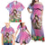 Woman Polynesian Tattoos Family Matching Off Shoulder Maxi Dress and Hawaiian Shirt Tropical Flower - Sweets Vibrant Color