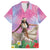 Woman Polynesian Tattoos Family Matching Off Shoulder Maxi Dress and Hawaiian Shirt Tropical Flower - Sweets Vibrant Color