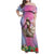 Woman Polynesian Tattoos Family Matching Off Shoulder Maxi Dress and Hawaiian Shirt Tropical Flower - Sweets Vibrant Color