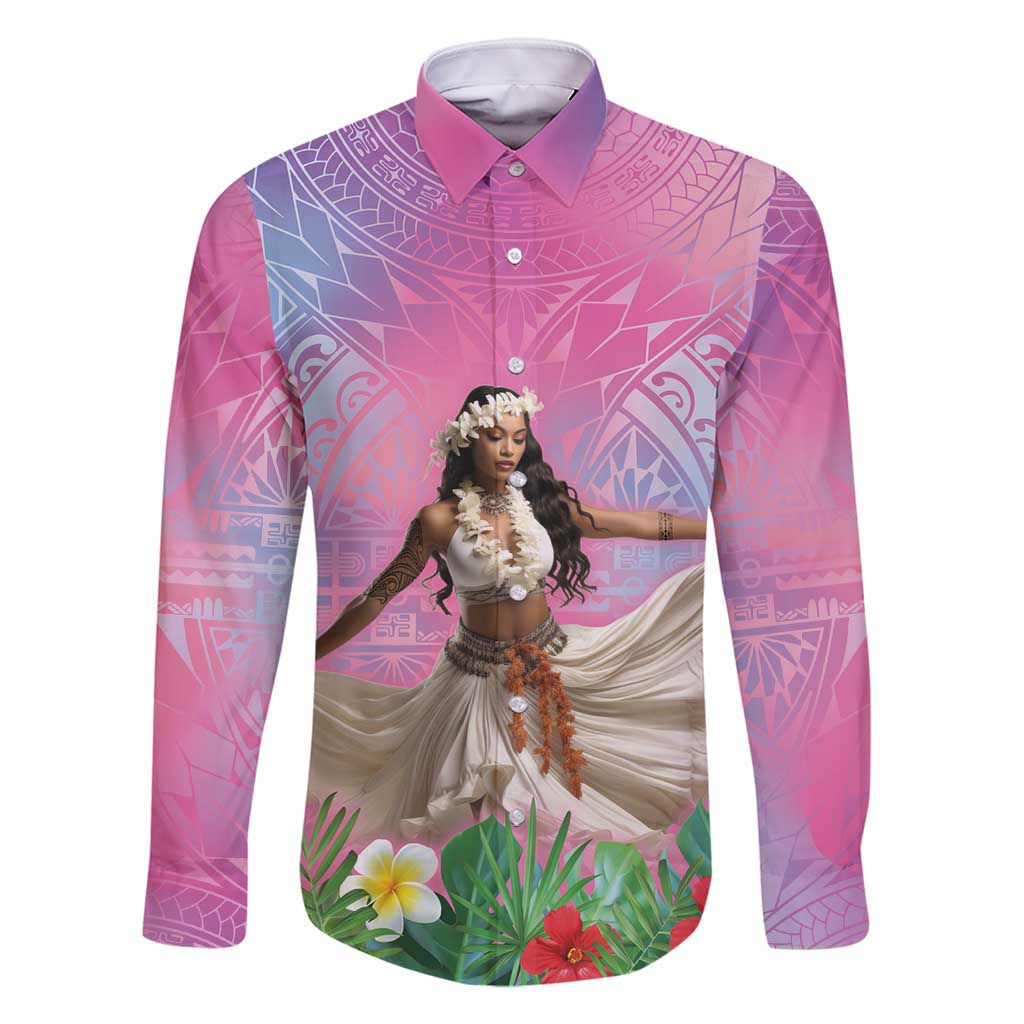 Woman Polynesian Tattoos Family Matching Off Shoulder Short Dress and Hawaiian Shirt Tropical Flower - Sweets Vibrant Color