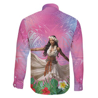 Woman Polynesian Tattoos Family Matching Tank Maxi Dress and Hawaiian Shirt Tropical Flower - Sweets Vibrant Color