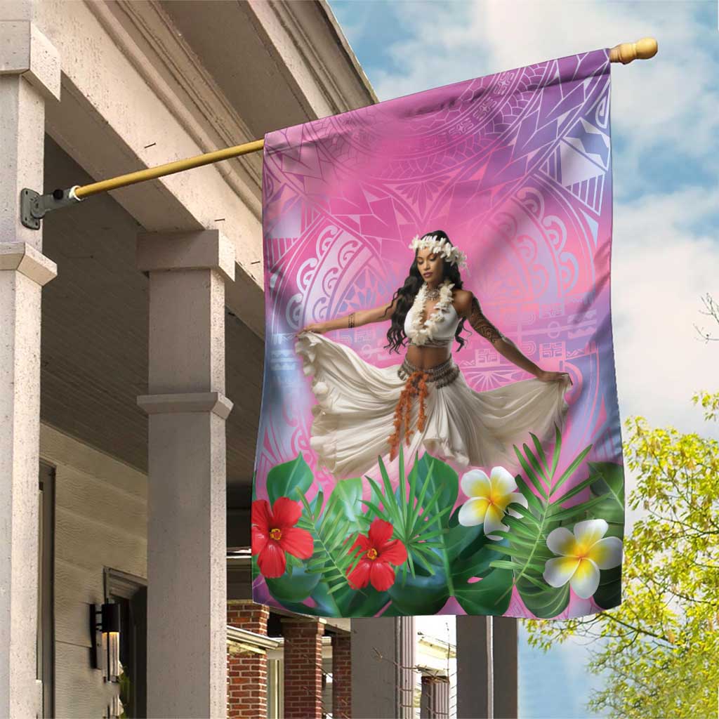 Woman Polynesian Tattoos Garden Flag Tropical Flower - Sweets Vibrant Color LT03 House Flag Vibrant Gradient - Polynesian Pride