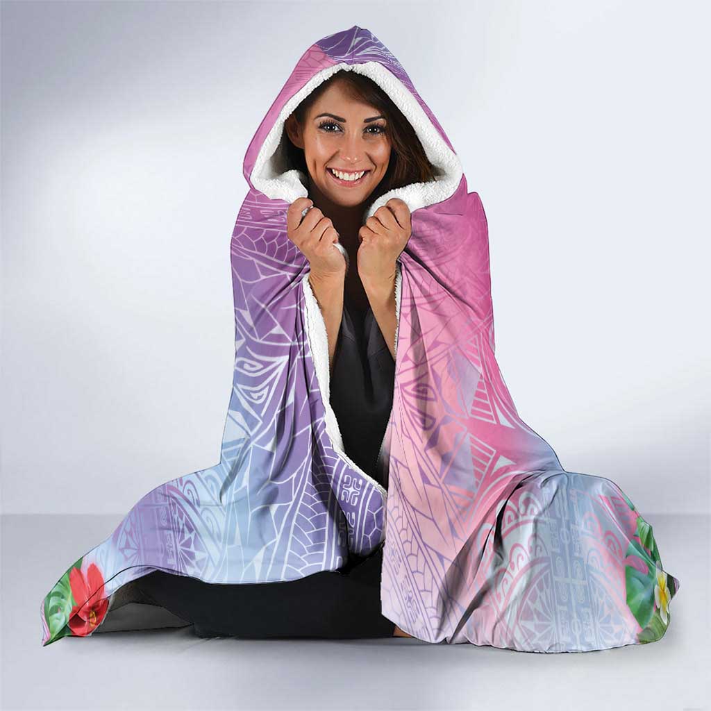 Woman Polynesian Tattoos Hooded Blanket Tropical Flower - Sweets Vibrant Color LT03 - Polynesian Pride