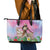 Woman Polynesian Tattoos Leather Tote Bag Tropical Flower - Sweets Vibrant Color