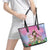 Woman Polynesian Tattoos Leather Tote Bag Tropical Flower - Sweets Vibrant Color