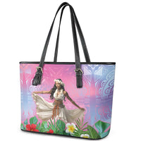 Woman Polynesian Tattoos Leather Tote Bag Tropical Flower - Sweets Vibrant Color LT03 - Polynesian Pride
