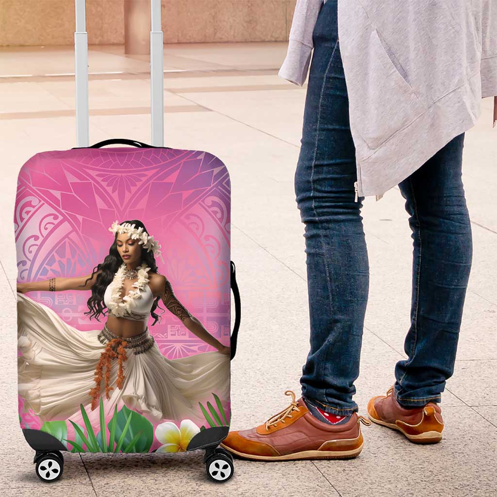 Woman Polynesian Tattoos Luggage Cover Tropical Flower - Sweets Vibrant Color