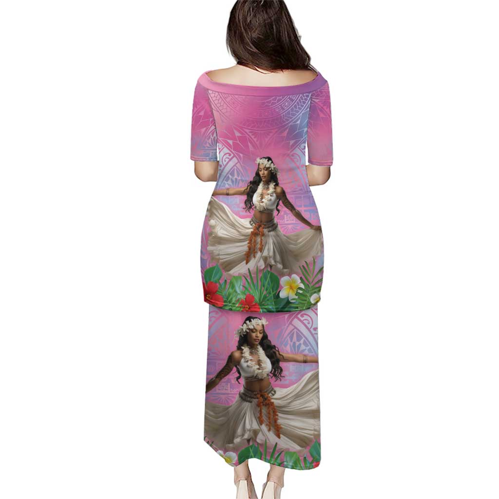 Woman Polynesian Tattoos Puletasi Tropical Flower - Sweets Vibrant Color LT03 - Polynesian Pride