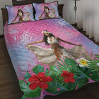 Woman Polynesian Tattoos Quilt Bed Set Tropical Flower - Sweets Vibrant Color LT03 Vibrant Gradient - Polynesian Pride