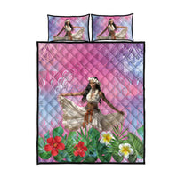 Woman Polynesian Tattoos Quilt Bed Set Tropical Flower - Sweets Vibrant Color LT03 - Polynesian Pride