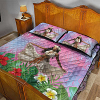 Woman Polynesian Tattoos Quilt Bed Set Tropical Flower - Sweets Vibrant Color LT03 - Polynesian Pride