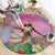 Woman Polynesian Tattoos Round Carpet Tropical Flower - Sweets Vibrant Color