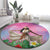 Woman Polynesian Tattoos Round Carpet Tropical Flower - Sweets Vibrant Color